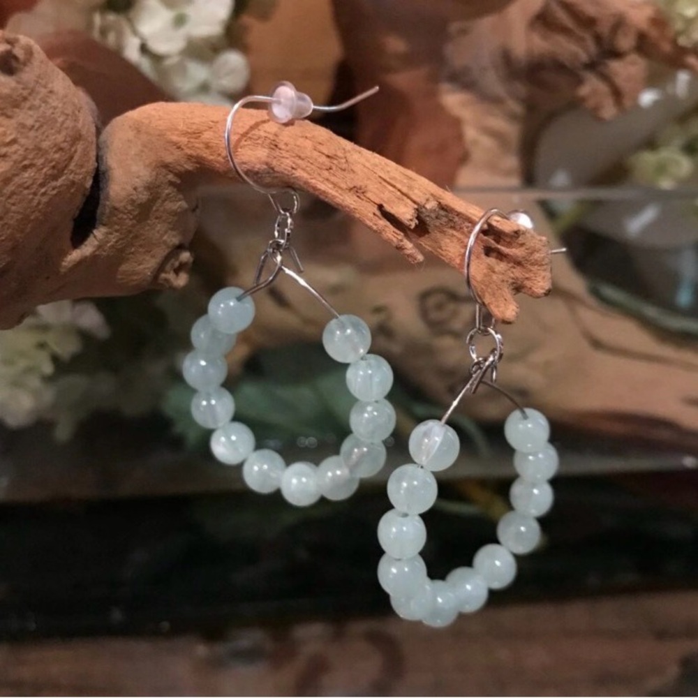 Jade Beaded Hoop Earrings
